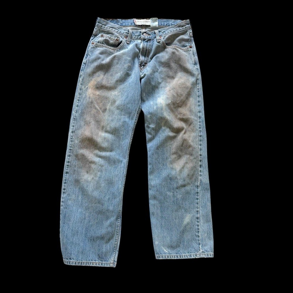 Y2K Levis 529 Low Rise Straight Jeans 32x30 Light Wash Blue Denim Distressed